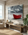 Red Kayak Glass Wall Art